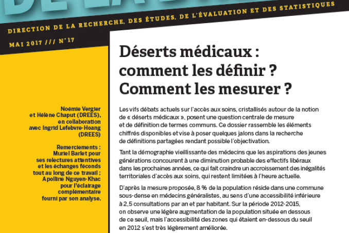 Couverture du rapport de la DREES sur les déserts médicaux