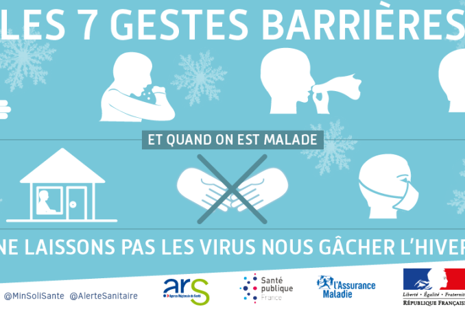 Visuel rappelant les bons gestes pour éviter les virus de l'hiver