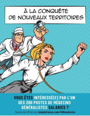Affiche de la campagne de recrutement de 400 médecins généralistes dans les territoires prioritaires