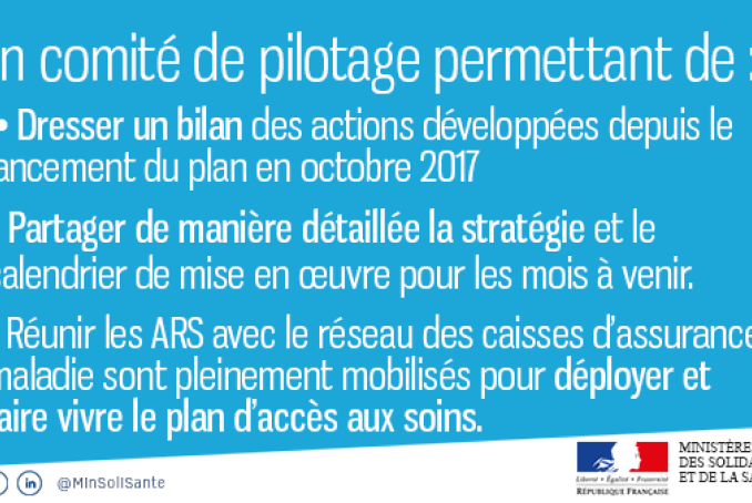 Visuel  présentant les objectifs du comité de suivi national du plan d'accès aux soins